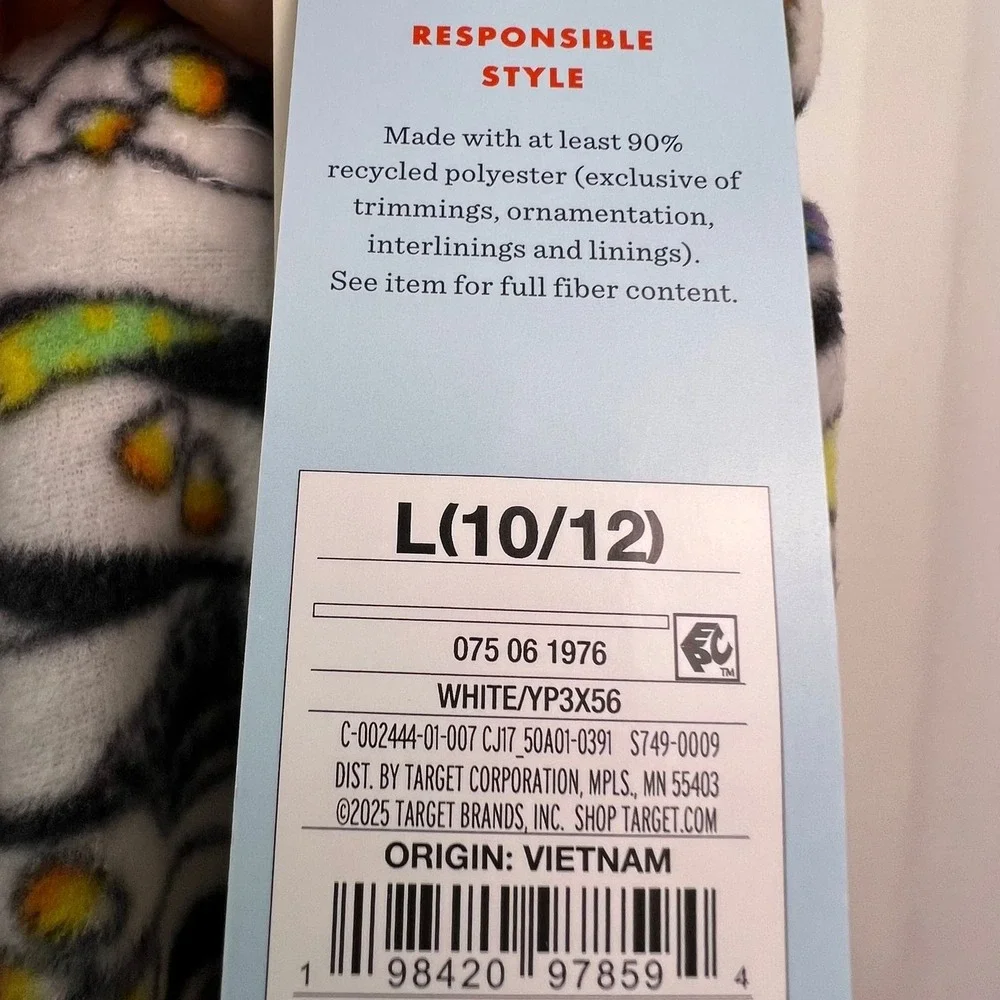 Cat & Jack Kids Halloween Ghost Candy Fleece Pajama Pants White L 10/12 NWT